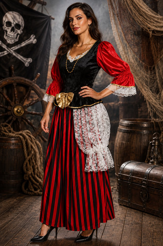 Piratin kostüm damen rot - kostüm,
