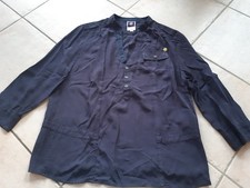 Bluse langarm Damen, kragenlos, V-Ausschn., dkl. blau, Gr. L, G-Star