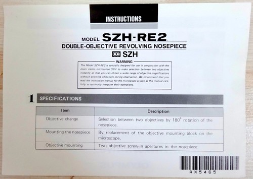 Olympus szh re2 instructions - re2,