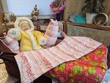 DDR 3-tlg. Kinderwagen Garnitur Kissen Set Bettwäsche Upcycling Blumen Motiv