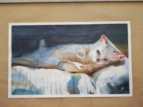 Aquarellmalerei katze den - "katze,
