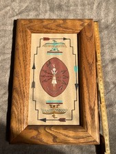Navajo sandbild mit holzrahmen - sandbild,
