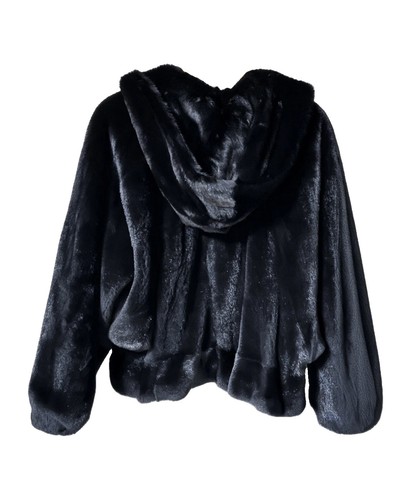 Nerzjacke schwarz mit kapuze - nerzjacke,
