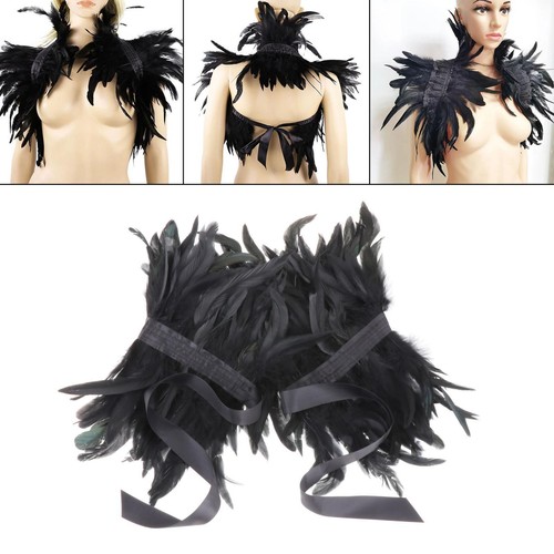 Feather shrug shawl cape - shrug, black
