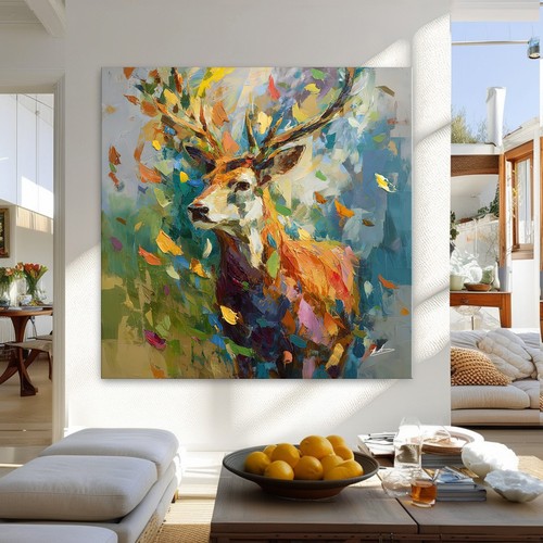 Leinwandbild hirsch abstrakt - leinwandbild,
