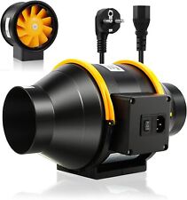 FanGoFast Abluftventilator Rohrventilator 100 mm Inline-Kanalventilator, Schwarz