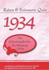 Raten und Erinnern Quiz 1934