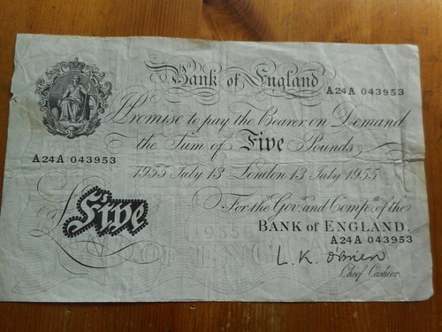 Bank england white 5 five - of,