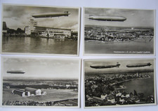 4 Postkarten Zeppelin, mit Stempel aus Friedrichshafen Luftschiffwerft