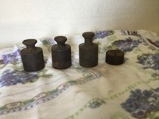 4 Alte Eisen Gewichte 3x500g, 1x200g, Für Marktwaage Briefbeschwerer Türstopper