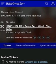 2x Linkin Park Tickets Zürich / Letzigrund