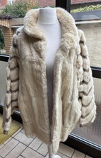 Jacke Echtpelz Geschorener Nerz Beige mit Ledereinsätzen Gr 44