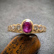 Vintage Ring 14k 585 Gold Rubin Diamant Wien alt RG 52/53