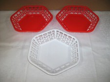 Vintage Efi , 3 Körbchen Brotkorb Obstschale, 2 x orange + 1 x weiß Ø ca. 23 cm