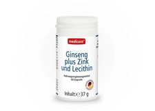 Ginseng + Zink + Lecithin – Nahrungsergänzungsmittel (60 Kapseln) - Medicura