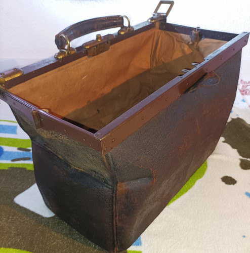 Antike arzt tasche leder - leder, braun
