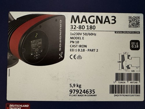 Grundfos magna 80 - 3, 180mm