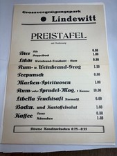 Vintage Preistafel Speisekarte