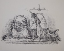 A. Paul Weber, Original-Lithographie "Das Portrait", mit Nachlass-Stempel