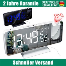 LED UKW Radiowecker mit Projektion Digital Dimmbar Tischuhr Alarm USB 2023