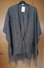 Poncho grau mit Glitzersternen
