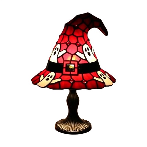 Buntglas-Hexenhut-Tischlampe