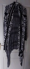 Weste Strickjacke Jacke Boho Ibiza Hippie Ethno Schwarz Weiß Gr L 44 46