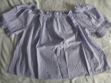 H&M Carmenbluse, Baumwolle blau-weiß gestreift Gr.M*40 Neu