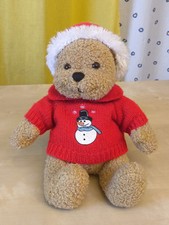 Heunec Teddy Bär Stofftier Weihnachten ca 23 cm Weihnachtspullover Schneemann