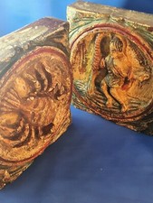 Antik Alt 2 Holz Wand Relief