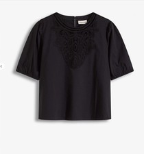 Kurzarmbluse mit Spitze Gr. 42