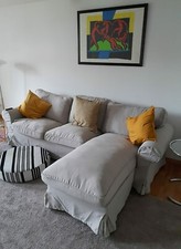 EKTORP 3er-Sofa mit Récamiere, hellbeige
