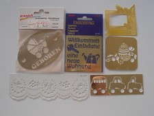 6 Metall Prägeschablonen Embossing Geburt Einzug / Sammelsurium