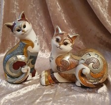 2 süße Gilde Dekofiguren "Katzen", Glitzer, Spiegelsteine, unbeschädigt, wie neu