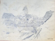 Zeichnung: Dinkelsbühl, Stadtansicht 1892, Friedrich Ferdinand Koch, Bleistift