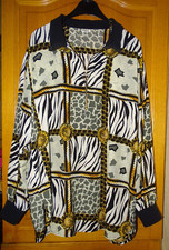 Leoprint Bluse Tunika Gr M / 42 schwarz bunt + Schlitze Atel. Goldener Schnitt