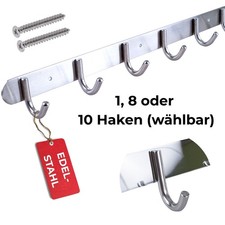 Hakenleiste Edelstahl Kleiderhaken glänzend Garderobenhaken Wandhaken 1-10 Haken