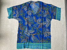 CYELL Tunika MEDINA Gr. L Viskose Chiffon blau mehrfarbig kürzeres Strandkleid