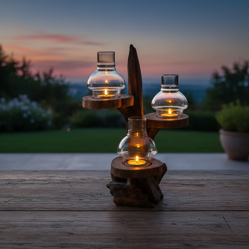 Holz kerzenständer baum teak - holz,