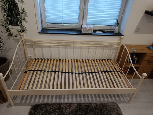 Metallbett 90x200 beige mit