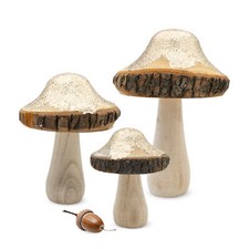 Holz Pilz Figur mit Glitzer