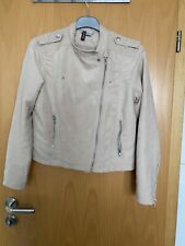 H&m Divided BIKER Jacke Kunstleder Wildleder Beige Gr. 40