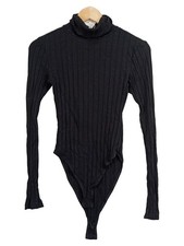 Edited Damen Body Rollkragen Rippstrick Gr. 34; XS Schwarz Basic Langarm