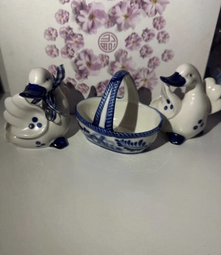 Gänse korb figuren porzellan - korb,
