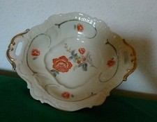 Alt feine Porzellan Schale Gebäckschale Obstschale oval mit Griffen unbeschädigt