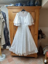 70er Jahre Brautkleid Hippie  Hochzeitskleid Original Vintage Maxi Spitze weiß 