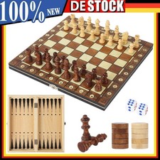 Schachspiel aus Holz, 3-in-1