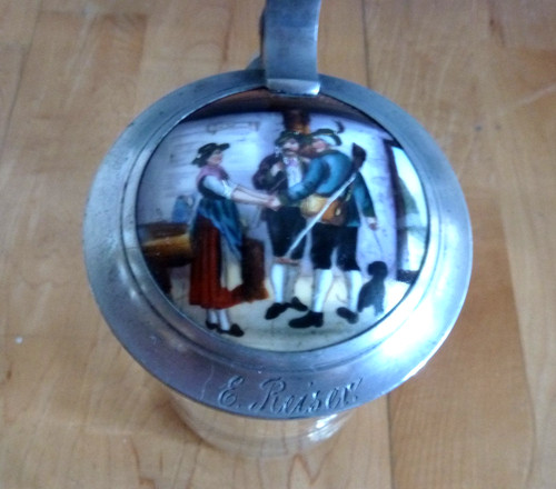 Glaskrug alt zinndeckel - glaskrug,