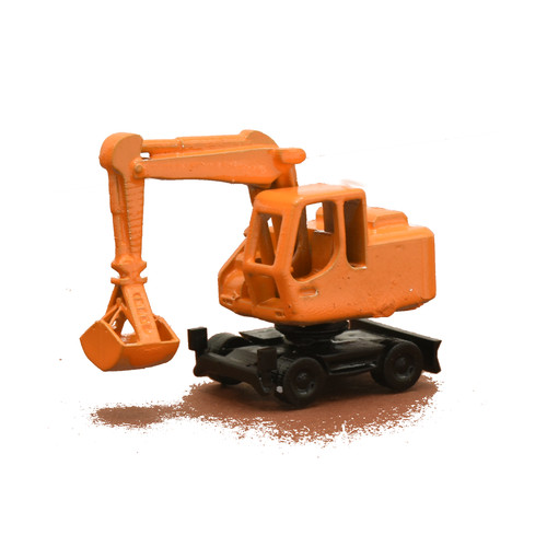 Radbagger orange mit korb - radbagger,