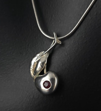 Anhänger Silber 835 Granat rot Apfel massiv - attraktiv & besonders Designer 